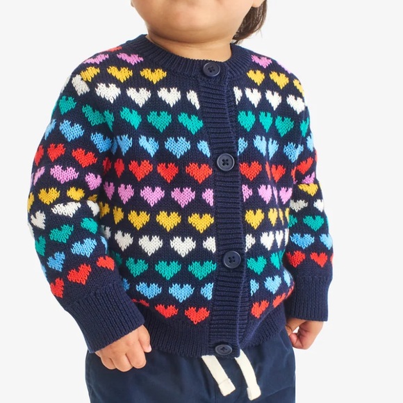 Primary Other - Primary Baby Rainbow Hearts cardigan Baby 6-12 months cotton with hood